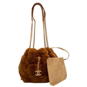 Chanel Fur Chain Shoulder Bag Black